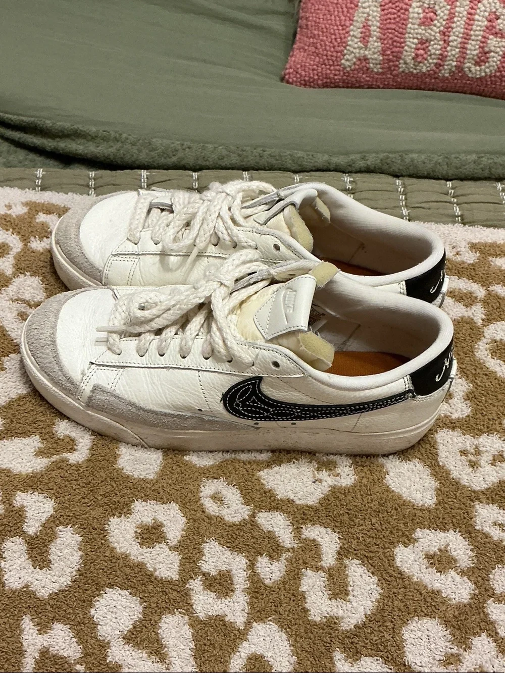Nike Kids White Sneakers with Black Swoosh